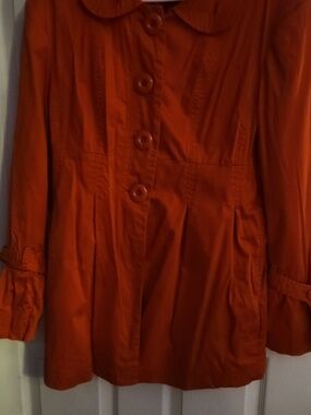 Lisa Orange Button-Front Trench Coat